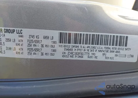 2015 Chrysler Town & Country Touring z USA, uszkodzony, nr VIN 2C4RC1BG9FR617779